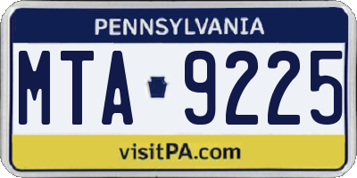 PA license plate MTA9225