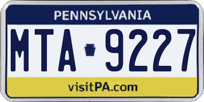 PA license plate MTA9227