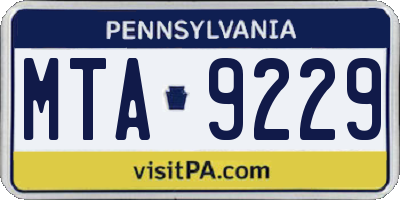 PA license plate MTA9229