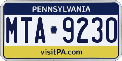 PA license plate MTA9230