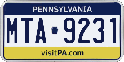 PA license plate MTA9231