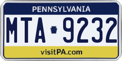 PA license plate MTA9232