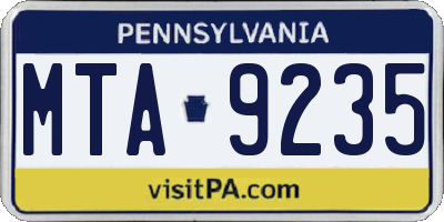 PA license plate MTA9235