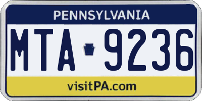 PA license plate MTA9236