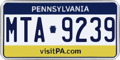 PA license plate MTA9239