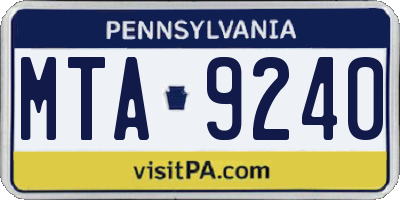 PA license plate MTA9240