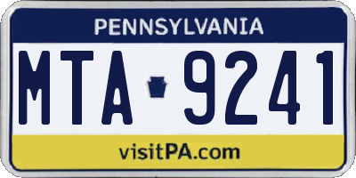 PA license plate MTA9241
