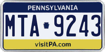 PA license plate MTA9243