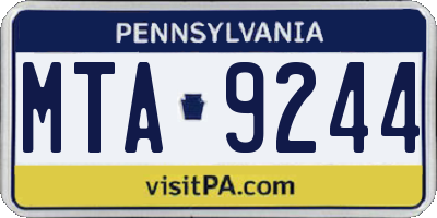 PA license plate MTA9244