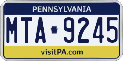 PA license plate MTA9245