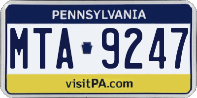 PA license plate MTA9247