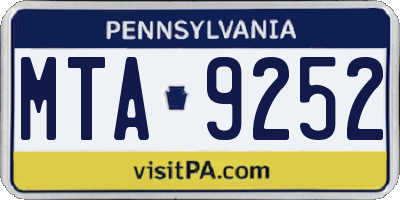 PA license plate MTA9252