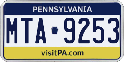 PA license plate MTA9253