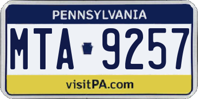 PA license plate MTA9257