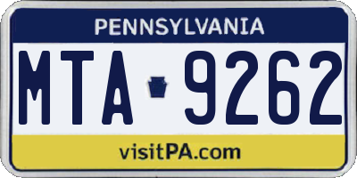 PA license plate MTA9262