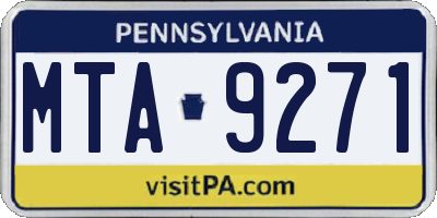 PA license plate MTA9271