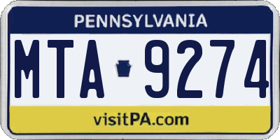 PA license plate MTA9274