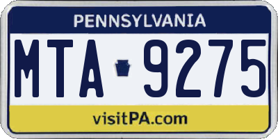 PA license plate MTA9275