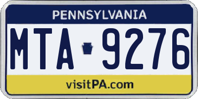 PA license plate MTA9276