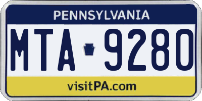 PA license plate MTA9280