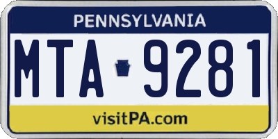 PA license plate MTA9281