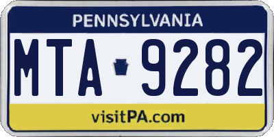 PA license plate MTA9282