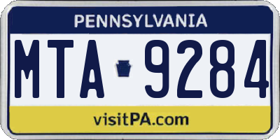 PA license plate MTA9284