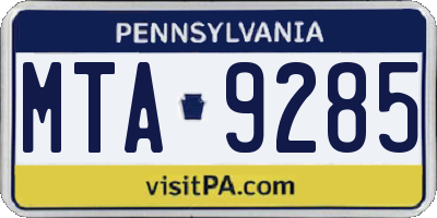 PA license plate MTA9285