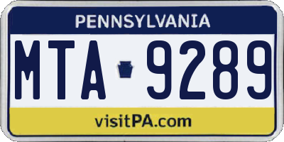 PA license plate MTA9289