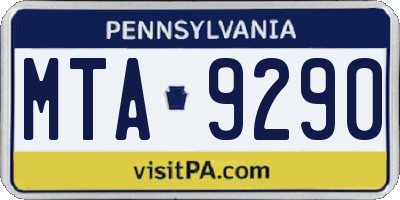 PA license plate MTA9290