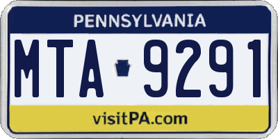 PA license plate MTA9291