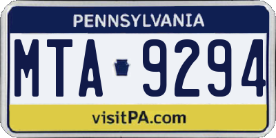 PA license plate MTA9294