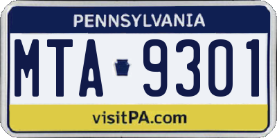 PA license plate MTA9301