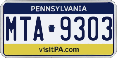 PA license plate MTA9303