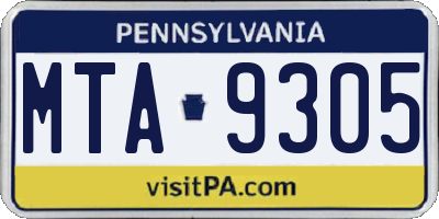 PA license plate MTA9305