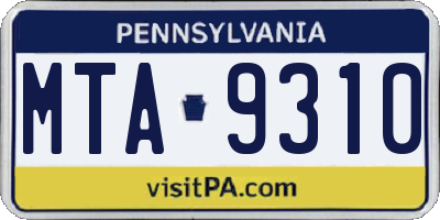 PA license plate MTA9310