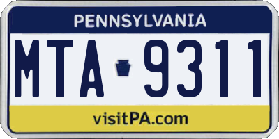 PA license plate MTA9311