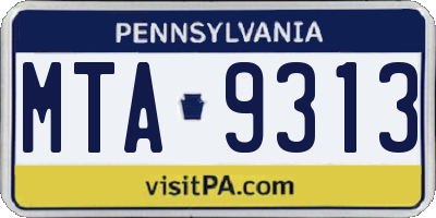 PA license plate MTA9313