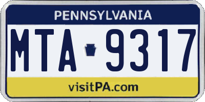 PA license plate MTA9317