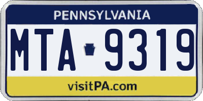 PA license plate MTA9319