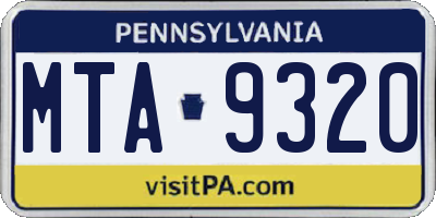 PA license plate MTA9320