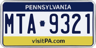 PA license plate MTA9321