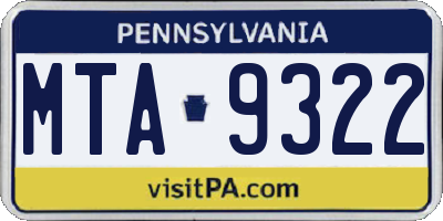 PA license plate MTA9322