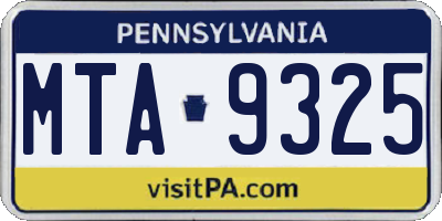 PA license plate MTA9325