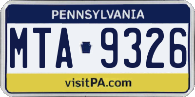 PA license plate MTA9326