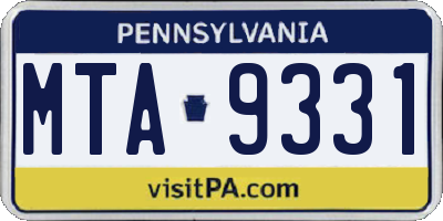 PA license plate MTA9331