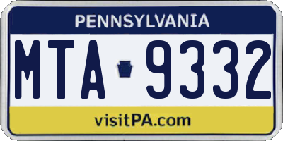PA license plate MTA9332