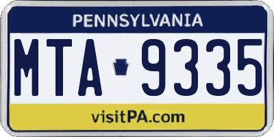 PA license plate MTA9335