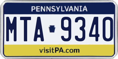 PA license plate MTA9340