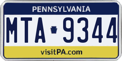 PA license plate MTA9344